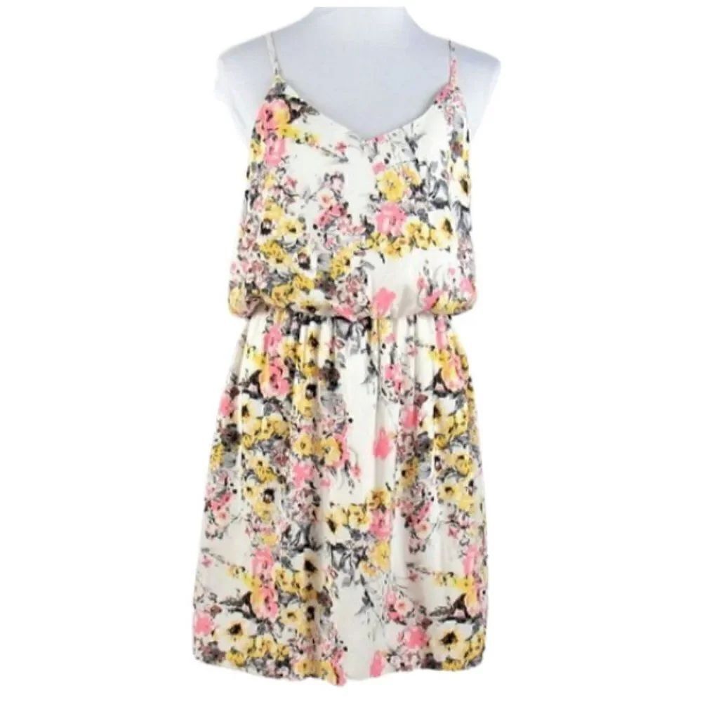Strappy Back Short Dress BO-BEL  Spaghetti Strap Floral Fully Lined Med